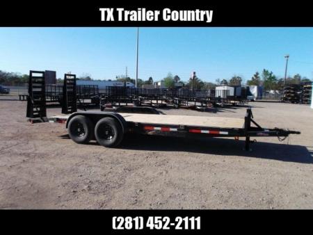 New 2027 J&C Trailers 83x20 Heavy Duty 14K Car Hauler / Equipment Trailer / Flat Deck / 7000# Axles / 10K Jack / 2ft Dovetail / 5ft HD Stand Up Ramps
