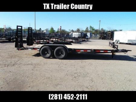 New 2027 J&C Trailers 83x20 Heavy Duty 14K Car Hauler / Equipment Trailer / Flat Deck / 7000# Axles / 10K Jack / 2ft Dovetail / 5ft HD Stand Up Ramps