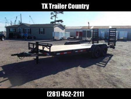 New 2027 J&C Trailers 83x20 Heavy Duty 14K Car Hauler / Equipment Trailer / Flat Deck / 7000# Axles / 10K Jack / 2ft Dovetail / 5ft HD Stand Up Ramps