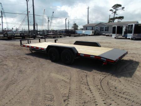 New 2027 J&C Trailers 83x20 7K Car Hauler / Racing Trailer / 2ft Steel Dovetail / 5ft Stow Away Ramps / Electric Brakes / LED Lights / Winch Plate