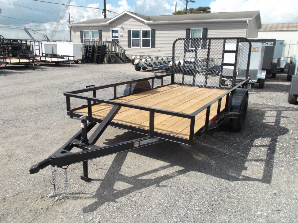 New 2027 J&C Trailers 77x12 Utility Trailer / C-Channel Wrap Tongue / 2" Bulldog Coupler / 4ft Ramp Gate