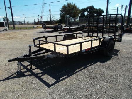 New 2027 J&C Trailers 77x12 Utility Trailer / C-Channel Wrap Tongue / 2" Bulldog Coupler / 4ft Ramp Gate