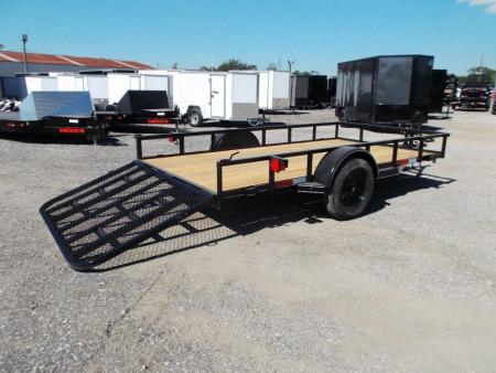New 2027 J&C Trailers 77x12 Utility Trailer / C-Channel Wrap Tongue / 2" Bulldog Coupler / 4ft Ramp Gate