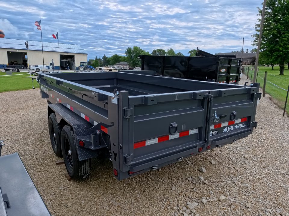 New 2027 Iron Bull 83 x 14 DWB Dump Trailer with 14,999 lb. GVWR, 10 Ply Tires, Adj.2 5/16" Coupler, Slide In Aluminum Ramps
