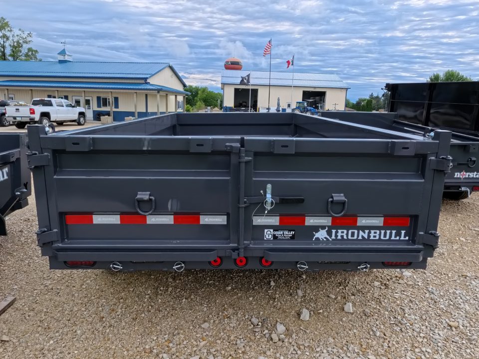 New 2027 Iron Bull 83 x 14 DWB Dump Trailer with 14,999 lb. GVWR, 10 Ply Tires, Adj.2 5/16" Coupler, Slide In Aluminum Ramps