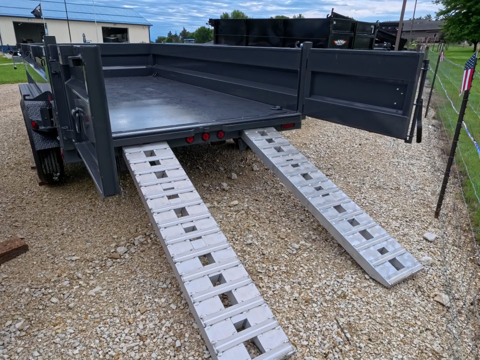 New 2027 Iron Bull 83 x 14 DWB Dump Trailer with 14,999 lb. GVWR, 10 Ply Tires, Adj.2 5/16" Coupler, Slide In Aluminum Ramps