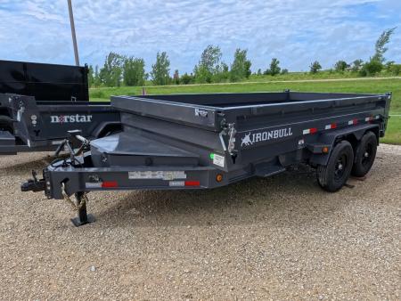 New 2027 Iron Bull 83 x 14 DWB Dump Trailer with 14,999 lb. GVWR, 10 Ply Tires, Adj.2 5/16  Coupler, Slide In Aluminum Ramps