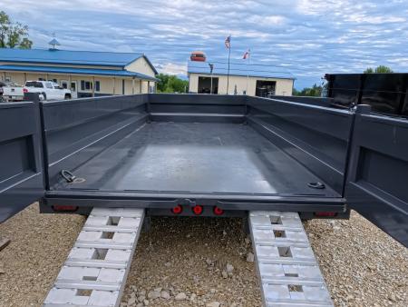 New 2027 Iron Bull 83 x 14 DWB Dump Trailer with 14,999 lb. GVWR, 10 Ply Tires, Adj.2 5/16" Coupler, Slide In Aluminum Ramps