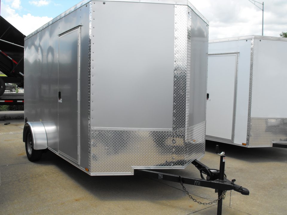 New Enclosed Trailer 7 x 12 Ramp Door 7' Interior Silver Mist Color