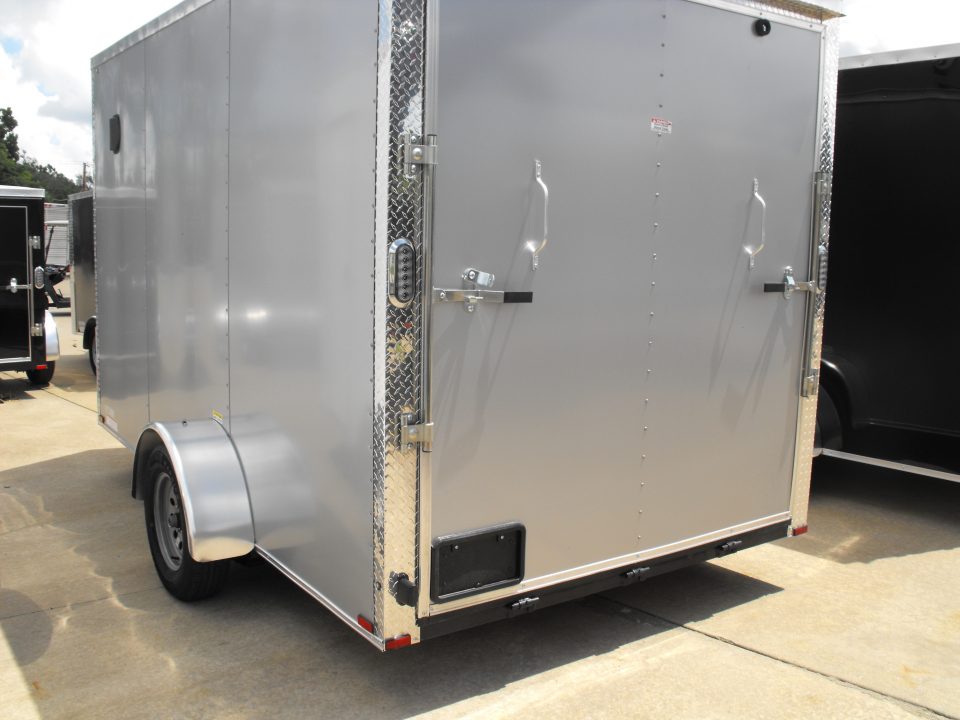 New Enclosed Trailer 7 x 12 Ramp Door 7' Interior Silver Mist Color