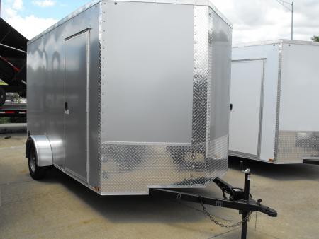 New Enclosed Trailer 7 x 12 Ramp Door 7' Interior Silver Mist Color