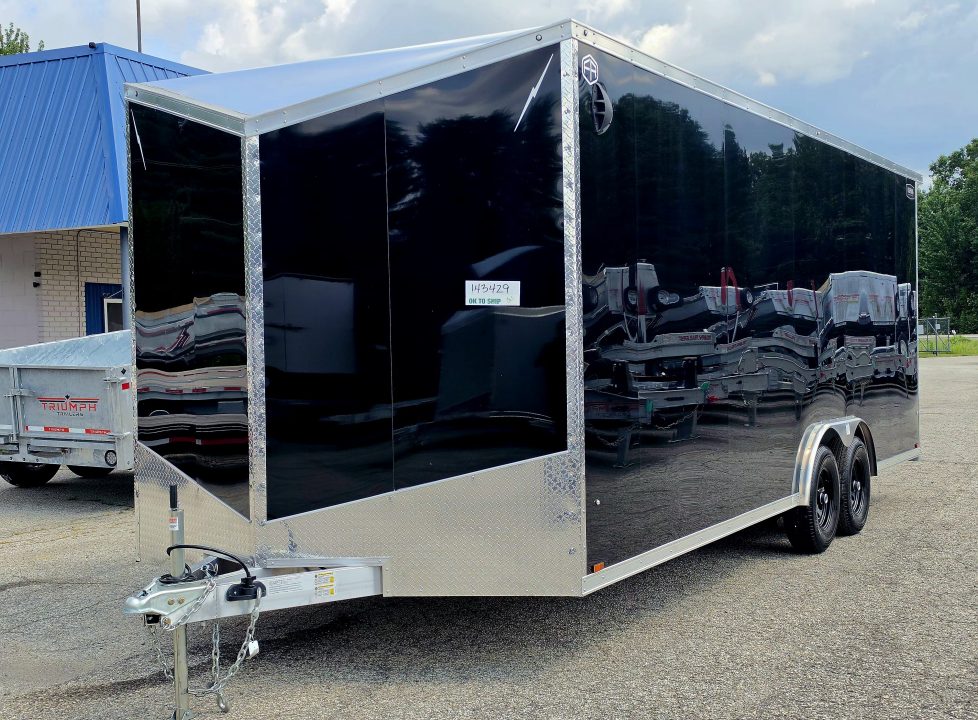 New 8 X 22 CAR HAULER ENCLOSED 5200# AXLES ALL ALUMINUM 2027 LIGHTNING POLY COMPOSITE EXTERIOR