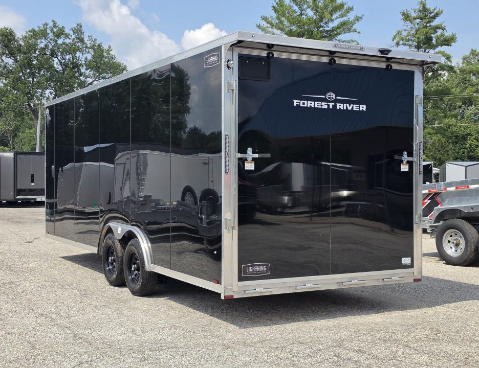 New 8 X 22 CAR HAULER ENCLOSED 5200# AXLES ALL ALUMINUM 2027 LIGHTNING POLY COMPOSITE EXTERIOR