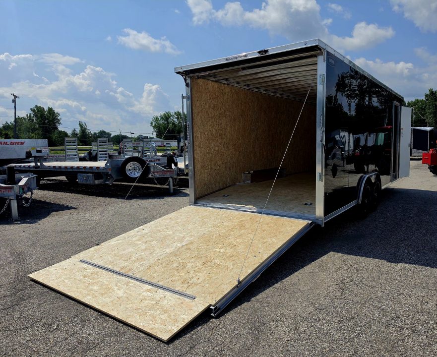 New 8 X 22 CAR HAULER ENCLOSED 5200# AXLES ALL ALUMINUM 2027 LIGHTNING POLY COMPOSITE EXTERIOR