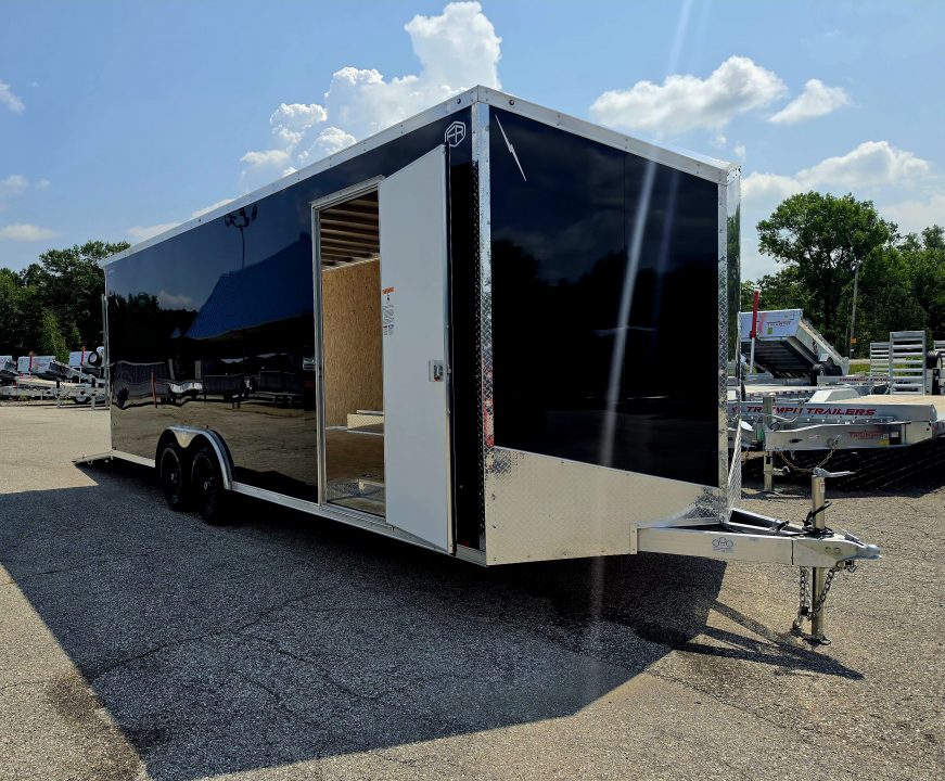New 8 X 22 CAR HAULER ENCLOSED 5200# AXLES ALL ALUMINUM 2027 LIGHTNING POLY COMPOSITE EXTERIOR