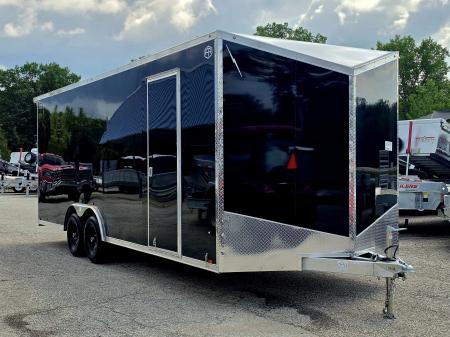 New 8 X 22 CAR HAULER ENCLOSED 5200# AXLES ALL ALUMINUM 2027 LIGHTNING POLY COMPOSITE EXTERIOR