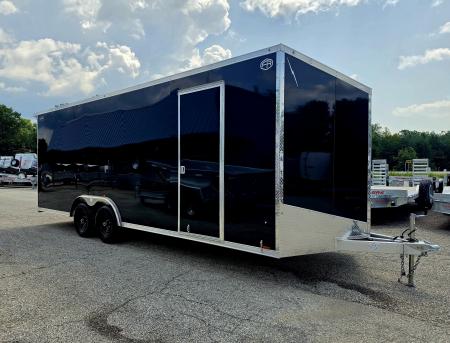 New 8 X 22 CAR HAULER ENCLOSED 5200# AXLES ALL ALUMINUM 2027 LIGHTNING POLY COMPOSITE EXTERIOR