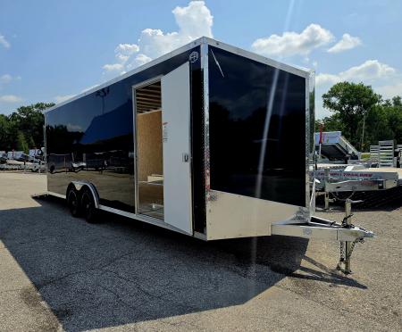 New 8 X 22 CAR HAULER ENCLOSED 5200# AXLES ALL ALUMINUM 2027 LIGHTNING POLY COMPOSITE EXTERIOR