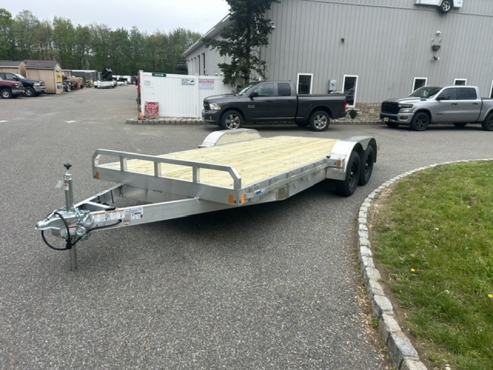 New 2027 ALCOM Open ECO-7X18 Aluminum with Wood Deck Car Hauler