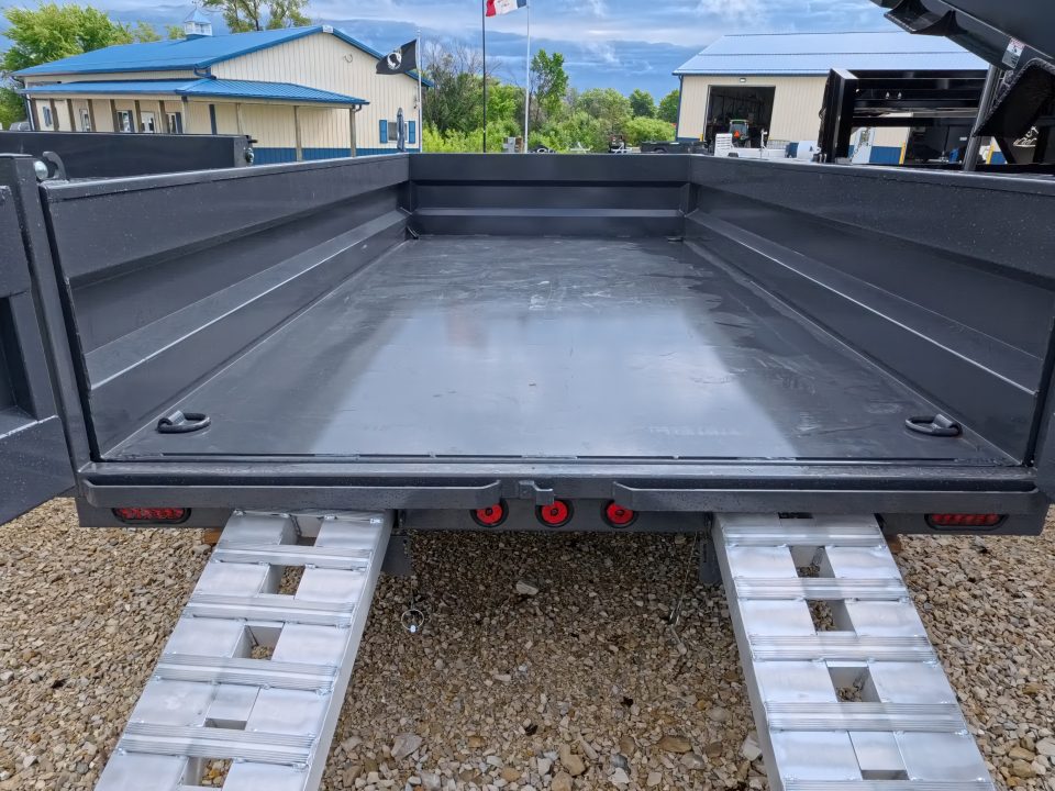 New 2027 Iron Bull 83 x 14 DWB Dump Trailer with 14,999 lb. GVWR, 10 Ply Tires, Adj.2 5/16" Coupler, Slide In Aluminum Ramps