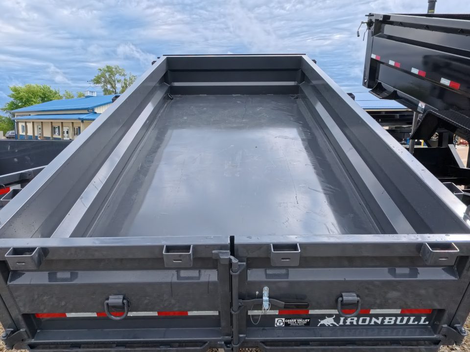 New 2027 Iron Bull 83 x 14 DWB Dump Trailer with 14,999 lb. GVWR, 10 Ply Tires, Adj.2 5/16" Coupler, Slide In Aluminum Ramps