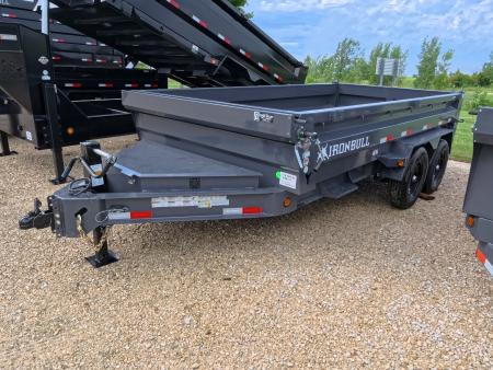 New 2027 Iron Bull 83 x 14 DWB Dump Trailer with 14,999 lb. GVWR, 10 Ply Tires, Adj.2 5/16  Coupler, Slide In Aluminum Ramps
