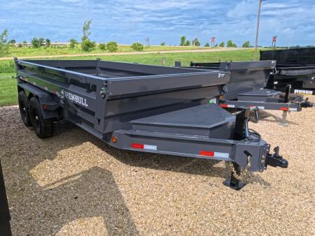 New 2027 Iron Bull 83 x 14 DWB Dump Trailer with 14,999 lb. GVWR, 10 Ply Tires, Adj.2 5/16" Coupler, Slide In Aluminum Ramps