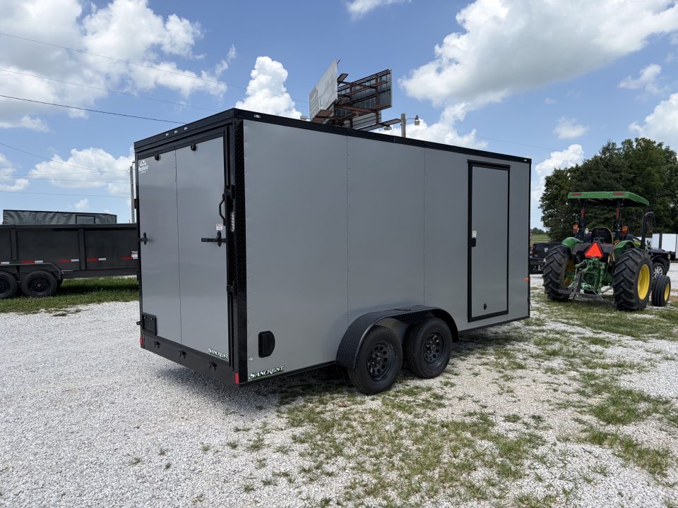 New 2027 Rock Solid Cargo W/ RAMP DOOR/ .08 SEMI SCREWLESS/ BLACKOUT PKG/ 7X16 7' Tall