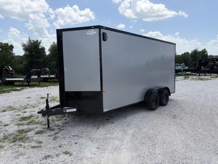New 2027 Rock Solid Cargo W/ RAMP DOOR/ .08 SEMI SCREWLESS/ BLACKOUT PKG/ 7X16 7' Tall