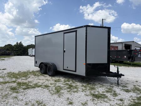 New 2027 Rock Solid Cargo W/ RAMP DOOR/ .08 SEMI SCREWLESS/ BLACKOUT PKG/ 7X16 7' Tall