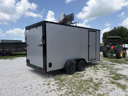 New 2027 Rock Solid Cargo W/ RAMP DOOR/ .08 SEMI SCREWLESS/ BLACKOUT PKG/ 7X16 7' Tall