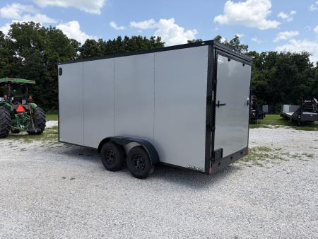 New 2027 Rock Solid Cargo W/ RAMP DOOR/ .08 SEMI SCREWLESS/ BLACKOUT PKG/ 7X16 7' Tall