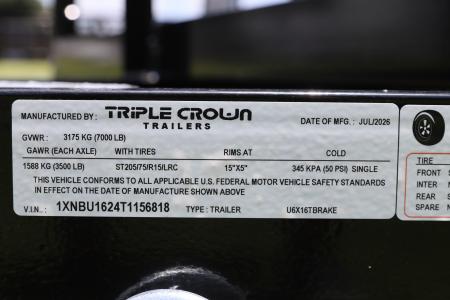 New 2026 6X16 Triple Crown Utility Trailer