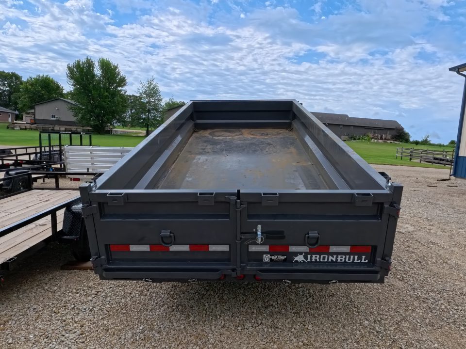 New 2027 Iron Bull 83 x 16 DWB Dump Trailer, 14,999lb. GVWR, Gray with 10 Ply Tires, Slide-In Aluminum Ramps