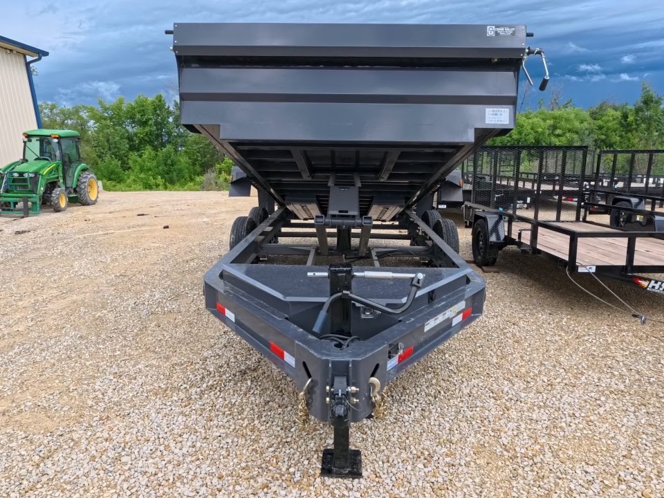New 2027 Iron Bull 83 x 16 DWB Dump Trailer, 14,999lb. GVWR, Gray with 10 Ply Tires, Slide-In Aluminum Ramps