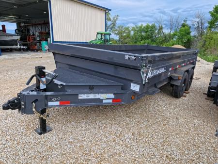 New 2027 Iron Bull 83 x 16 DWB Dump Trailer, 14,999lb. GVWR, Gray with 10 Ply Tires, Slide-In Aluminum Ramps