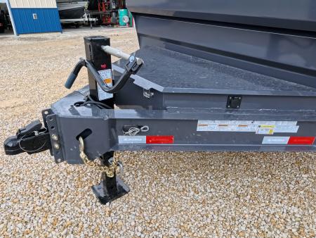 New 2027 Iron Bull 83 x 16 DWB Dump Trailer, 14,999lb. GVWR, Gray with 10 Ply Tires, Slide-In Aluminum Ramps