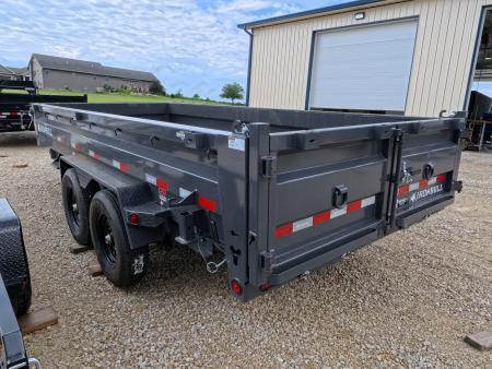 New 2027 Iron Bull 83 x 16 DWB Dump Trailer, 14,999lb. GVWR, Gray with 10 Ply Tires, Slide-In Aluminum Ramps