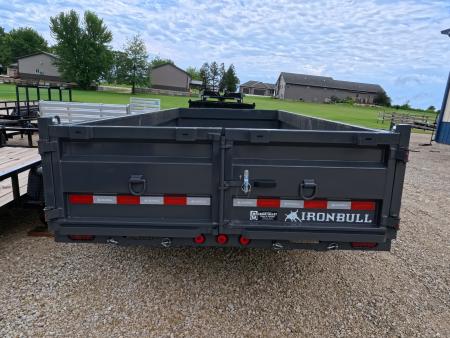 New 2027 Iron Bull 83 x 16 DWB Dump Trailer, 14,999lb. GVWR, Gray with 10 Ply Tires, Slide-In Aluminum Ramps