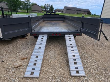 New 2027 Iron Bull 83 x 16 DWB Dump Trailer, 14,999lb. GVWR, Gray with 10 Ply Tires, Slide-In Aluminum Ramps