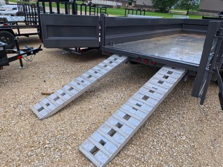 New 2027 Iron Bull 83 x 16 DWB Dump Trailer, 14,999lb. GVWR, Gray with 10 Ply Tires, Slide-In Aluminum Ramps