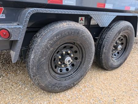 New 2027 Iron Bull 83 x 16 DWB Dump Trailer, 14,999lb. GVWR, Gray with 10 Ply Tires, Slide-In Aluminum Ramps