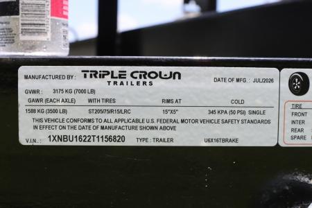 New 2026 6X16 Triple Crown Utility Trailer