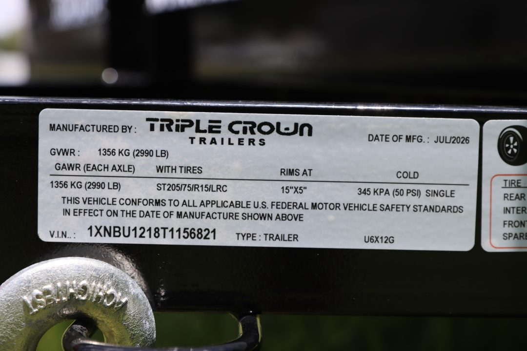 New 2026 6X12 Triple Crown Utility Trailer