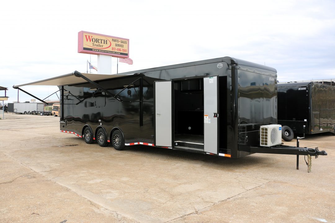 New 8.5"x34' ELIMINATOR SS W/BATHROOM, MINI SPLIT, AWNING AND MORE!