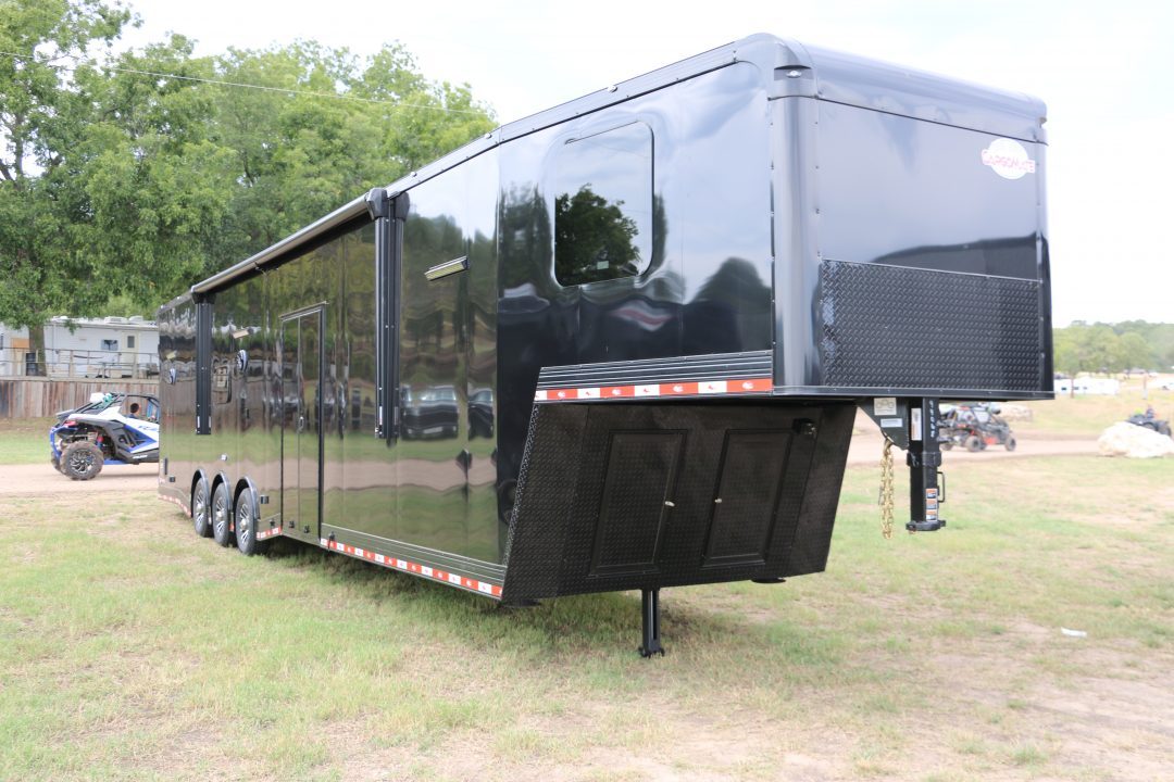 New 8.5' X 44' GOOSENECK RACE CAR TRAILER W/ LIVING QUARTERS