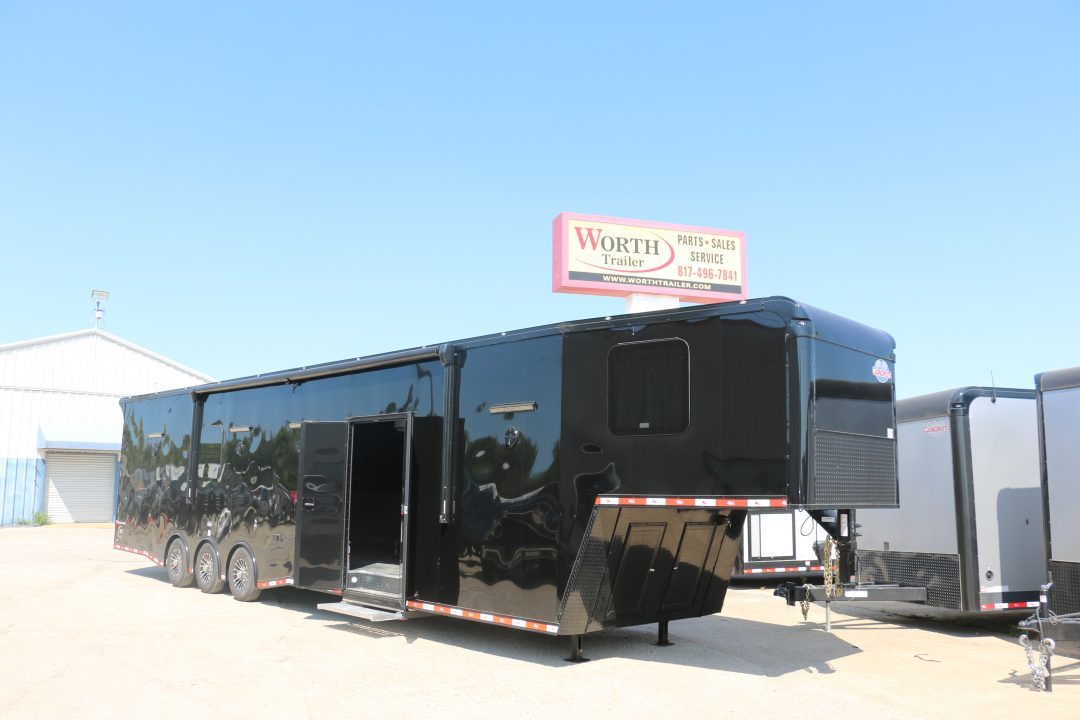 New 8.5'X44' GOOSENECK RACE TRAILER W/ BATHROOM ON ORDER