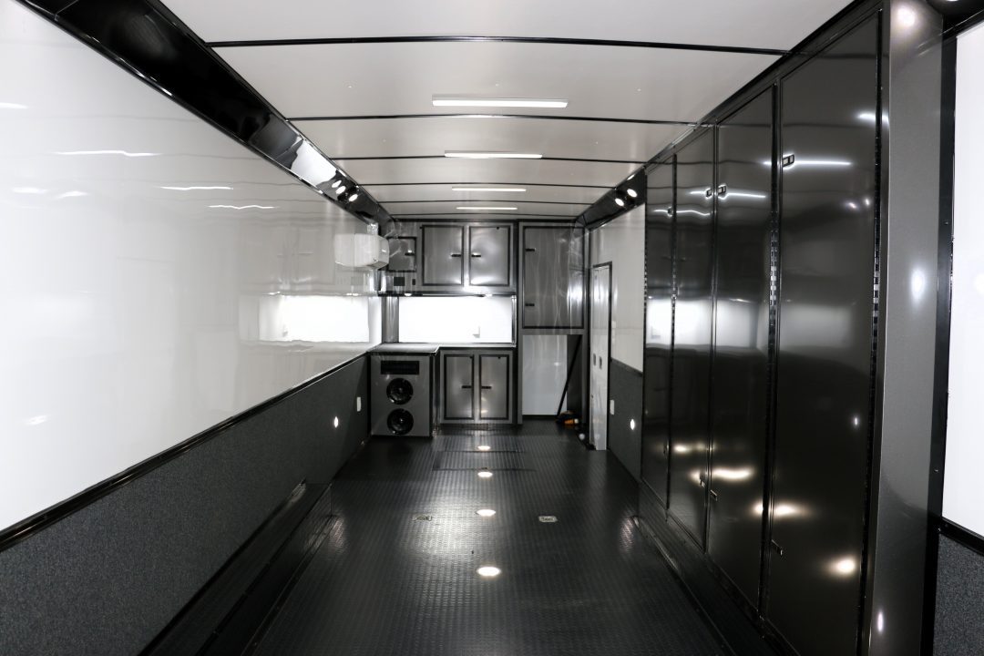 New 8.5X34 CARGO MATE ELIMINATOR SS RACE TRAILER mini split,awning,subwoofers,and more