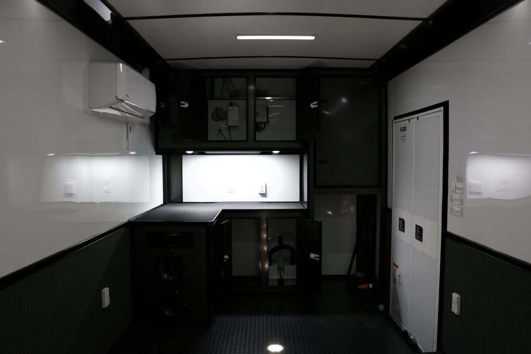 New 8.5X34 CARGO MATE ELIMINATOR SS RACE TRAILER mini split,awning,subwoofers,and more