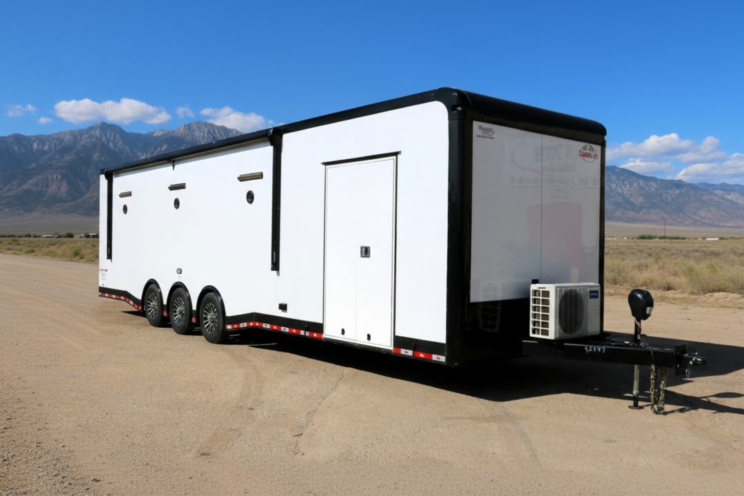 New 8.5X34 CARGO MATE ELIMINATOR SS RACE TRAILER mini split,awning,subwoofers,and more